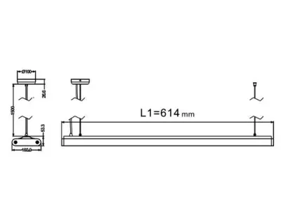 20W LED Lichtbalken Silber abhängend 120Grad Neutral Weiß / 4000-4500K 1640lm 230VAC L614mm — Bild 5